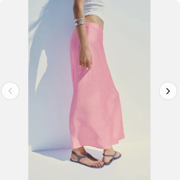 ZARA STRIPED SATIN MIDI SKIRT NWT - Picture 7 of 10